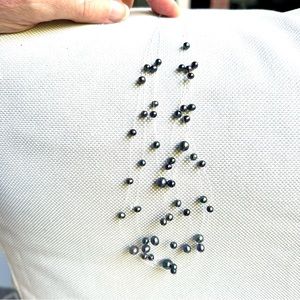 Vintage blue freshwater pearl multi strand Illusion floating necklace 16”